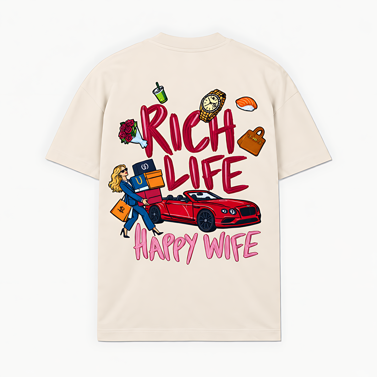 RICH LIFE HAPPY WIFE - Off-white - costas