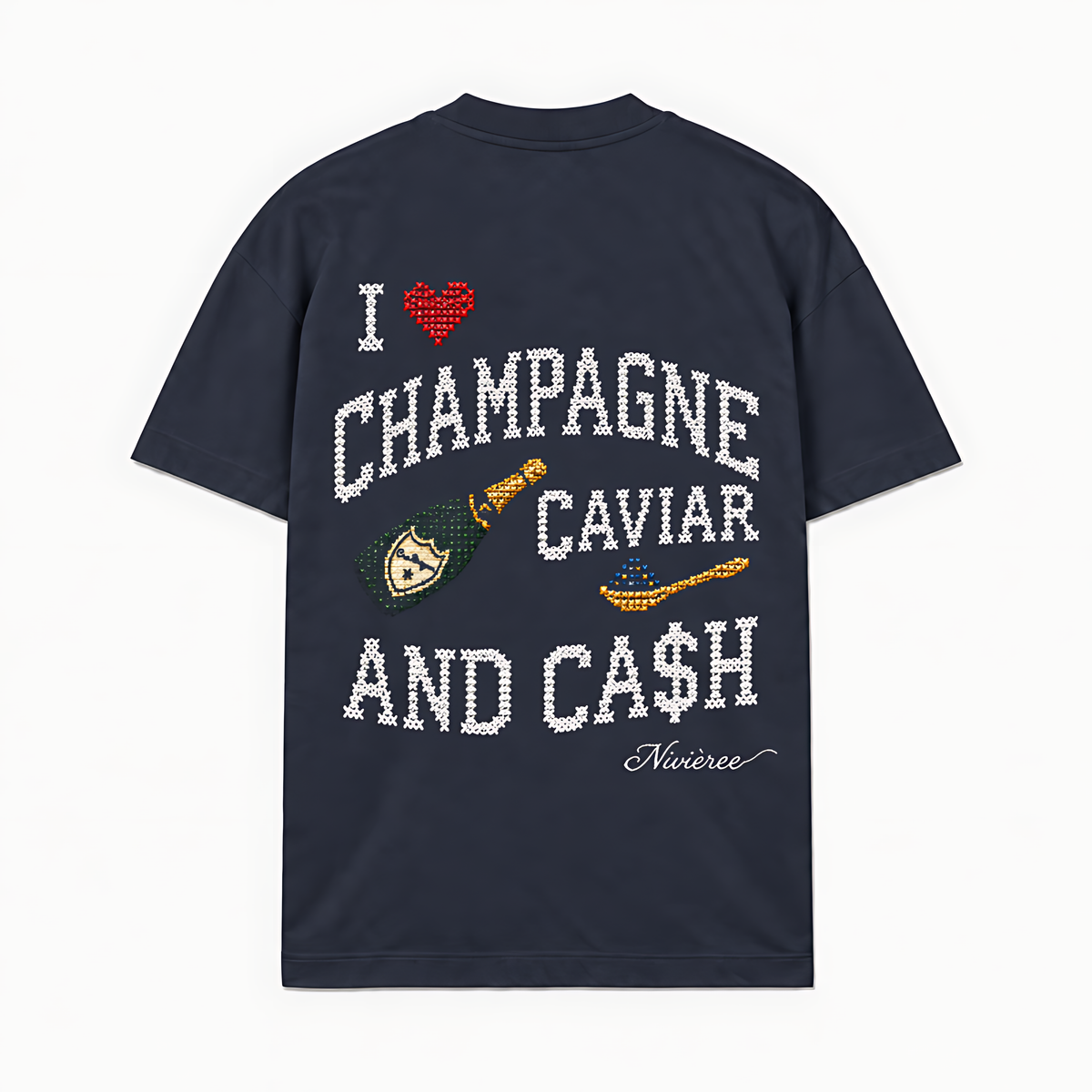 I LOVE CHAMPAGNE CAVIAR E CASH - Azul-marinho - costas