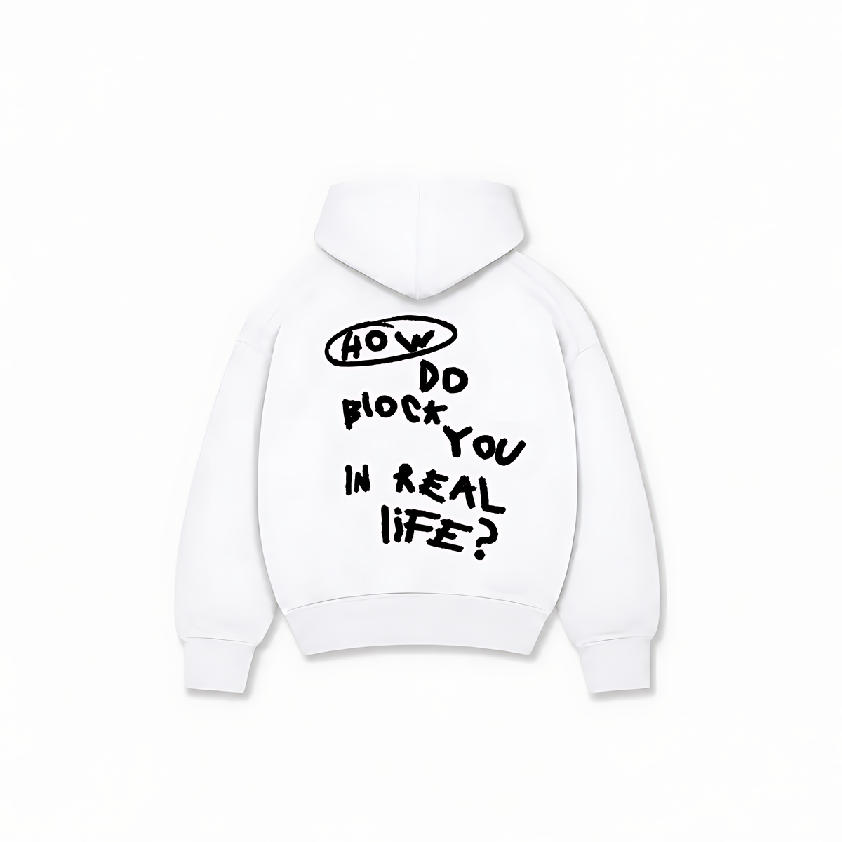 HOW DO BLOCK YOU HOODIE - Branco - costas