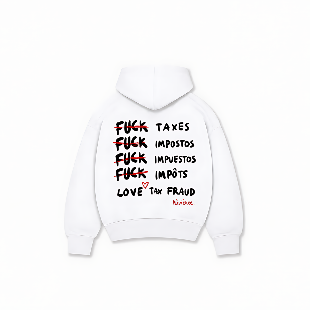 TAX FRAUD HOODIE - Branco - costas