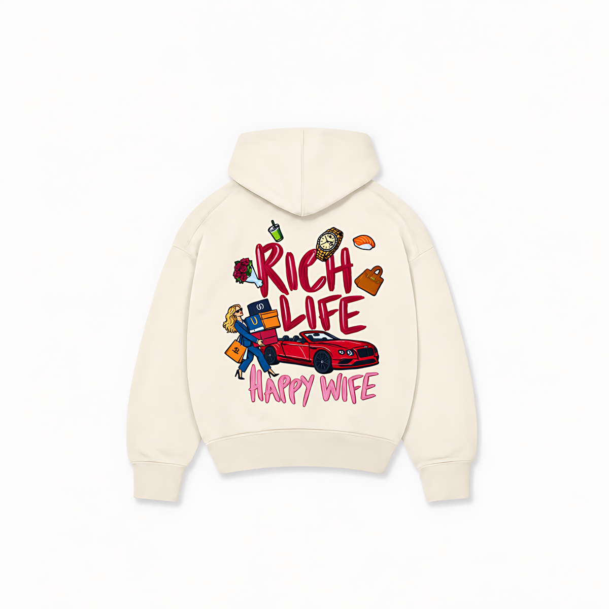 HAPPY WIFE HOODIE - Off-white - costas