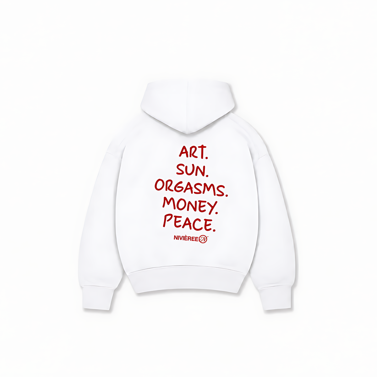 ART, SUN & ORGAMS HOODIE - Branco - costas
