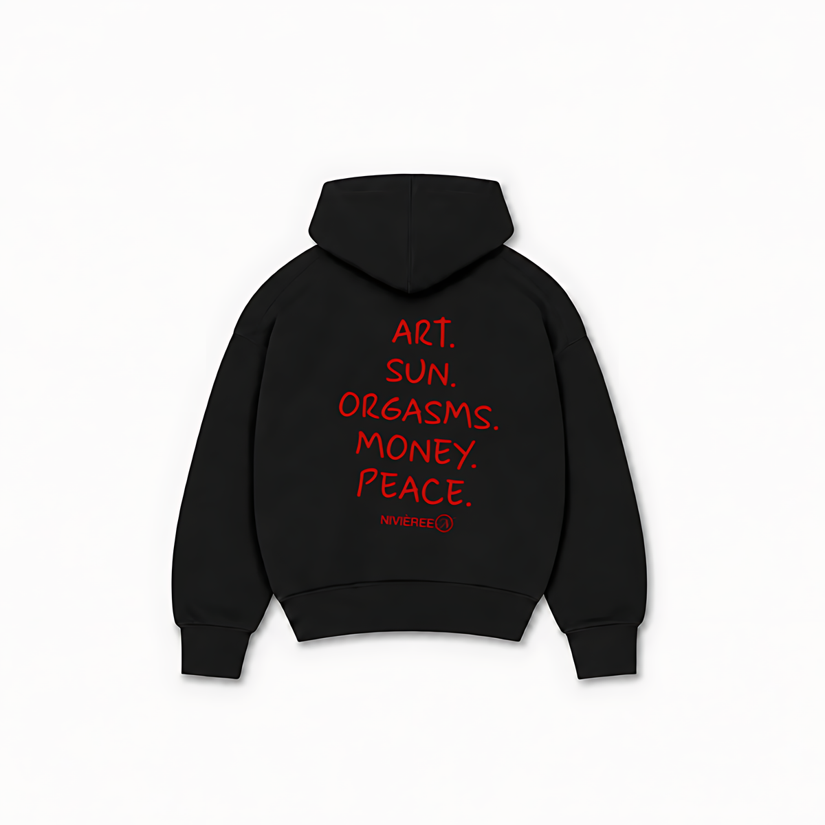 ART, SUN & ORGAMS HOODIE - Preto - costas