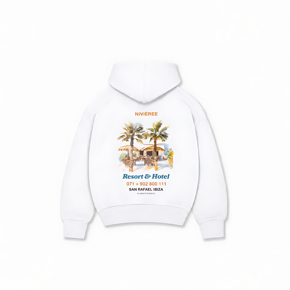 RESORT & HOTEL HOODIE — Branco — costas