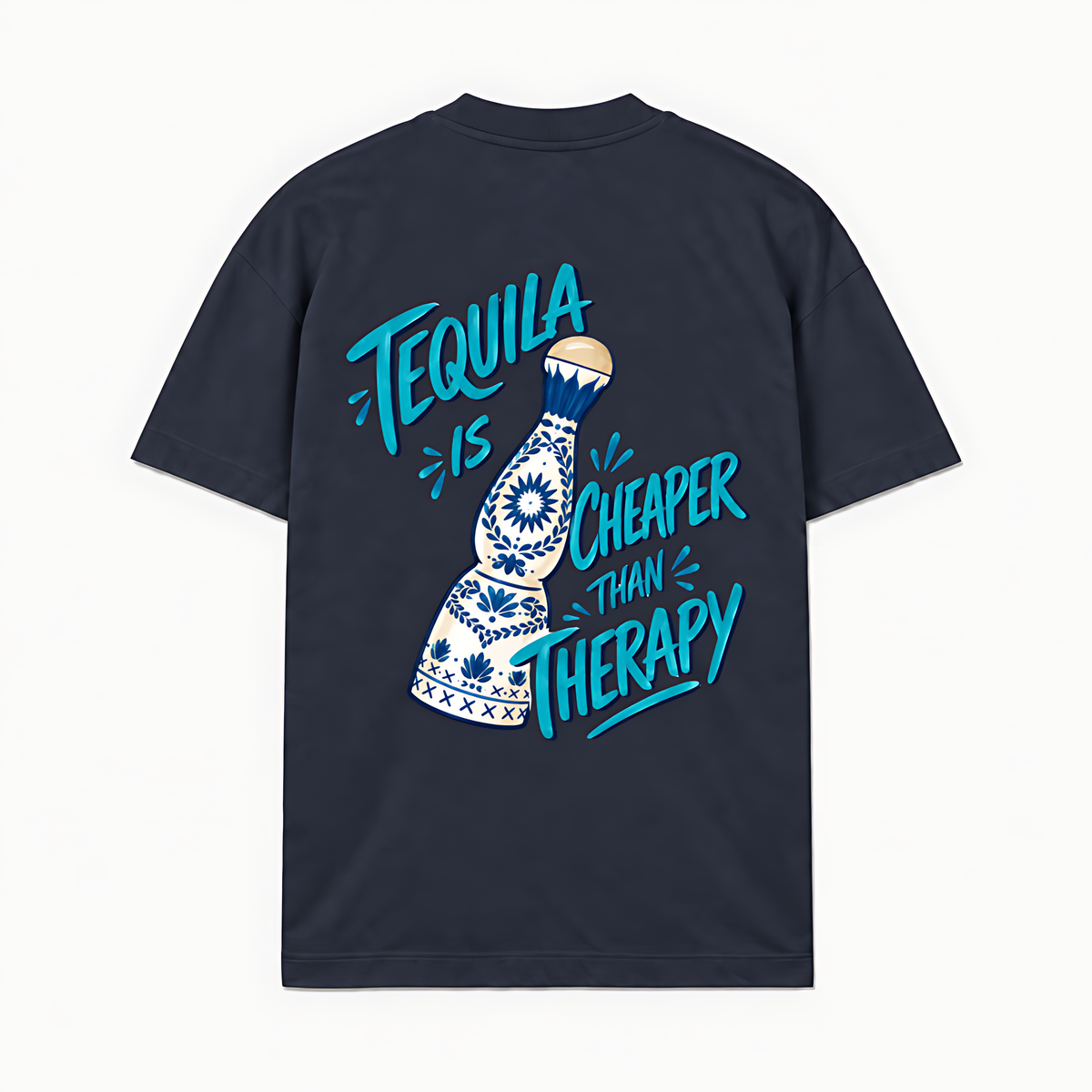 TEQUILA CHEAPER THAN THERAPY - Azul-marinho - costas