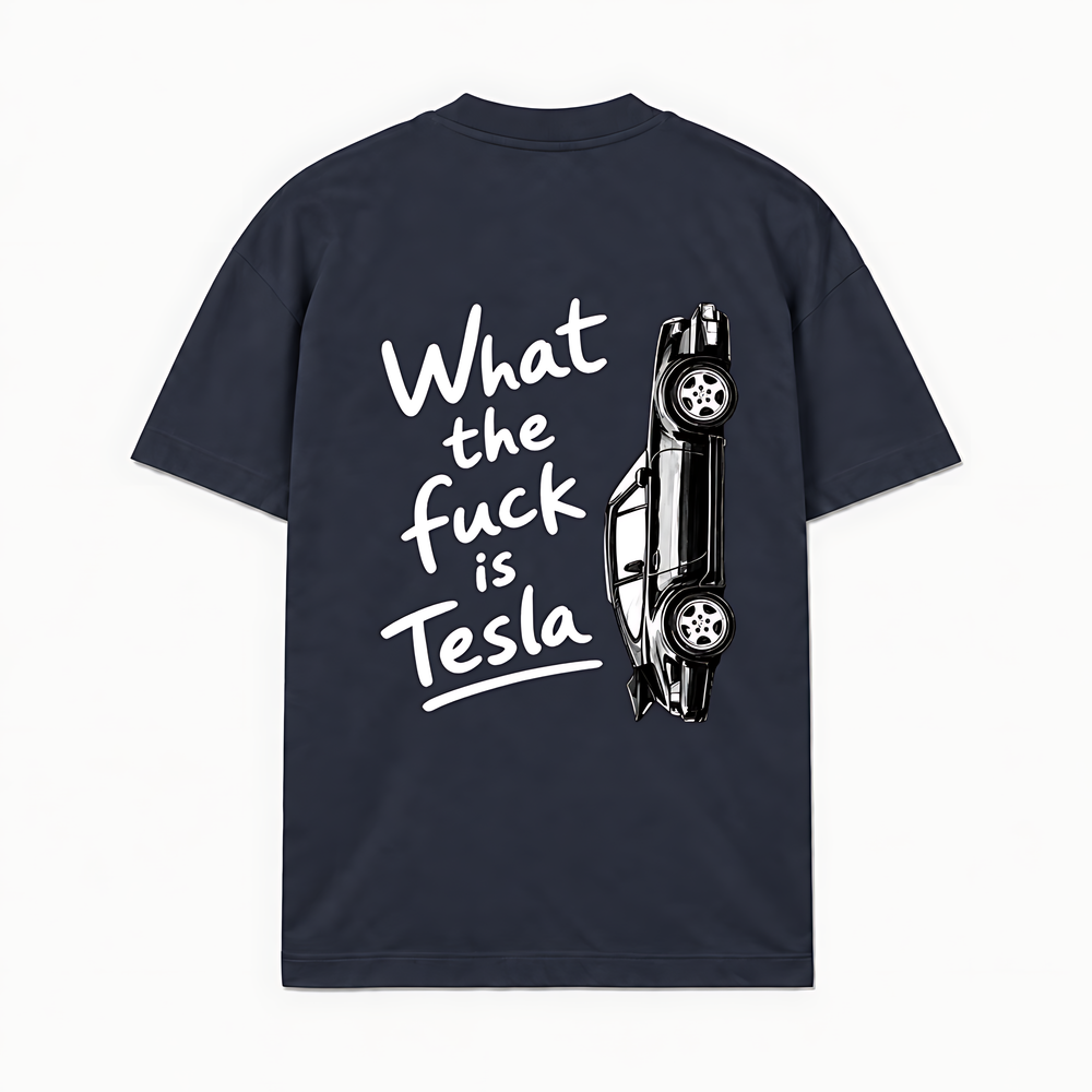 FUCK TESLA - Azul-marinho - costas