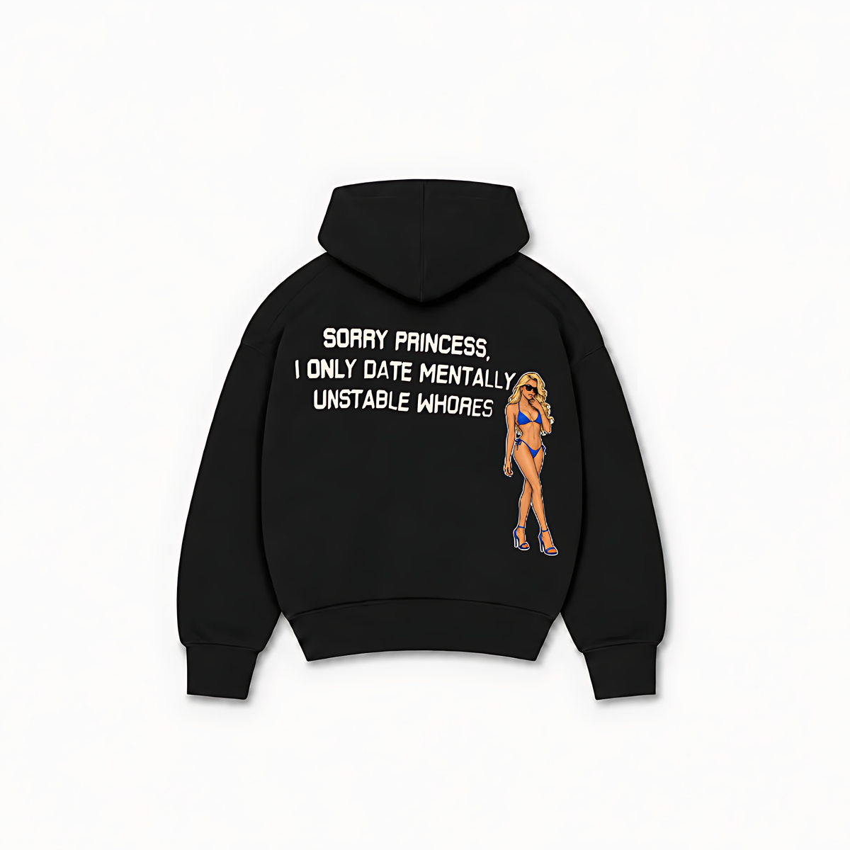 SORRY PRINCESS HOODIE - Preto - costas