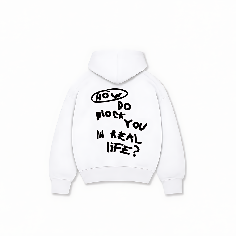 HOW DO BLOCK YOU HOODIE - Branco - costas