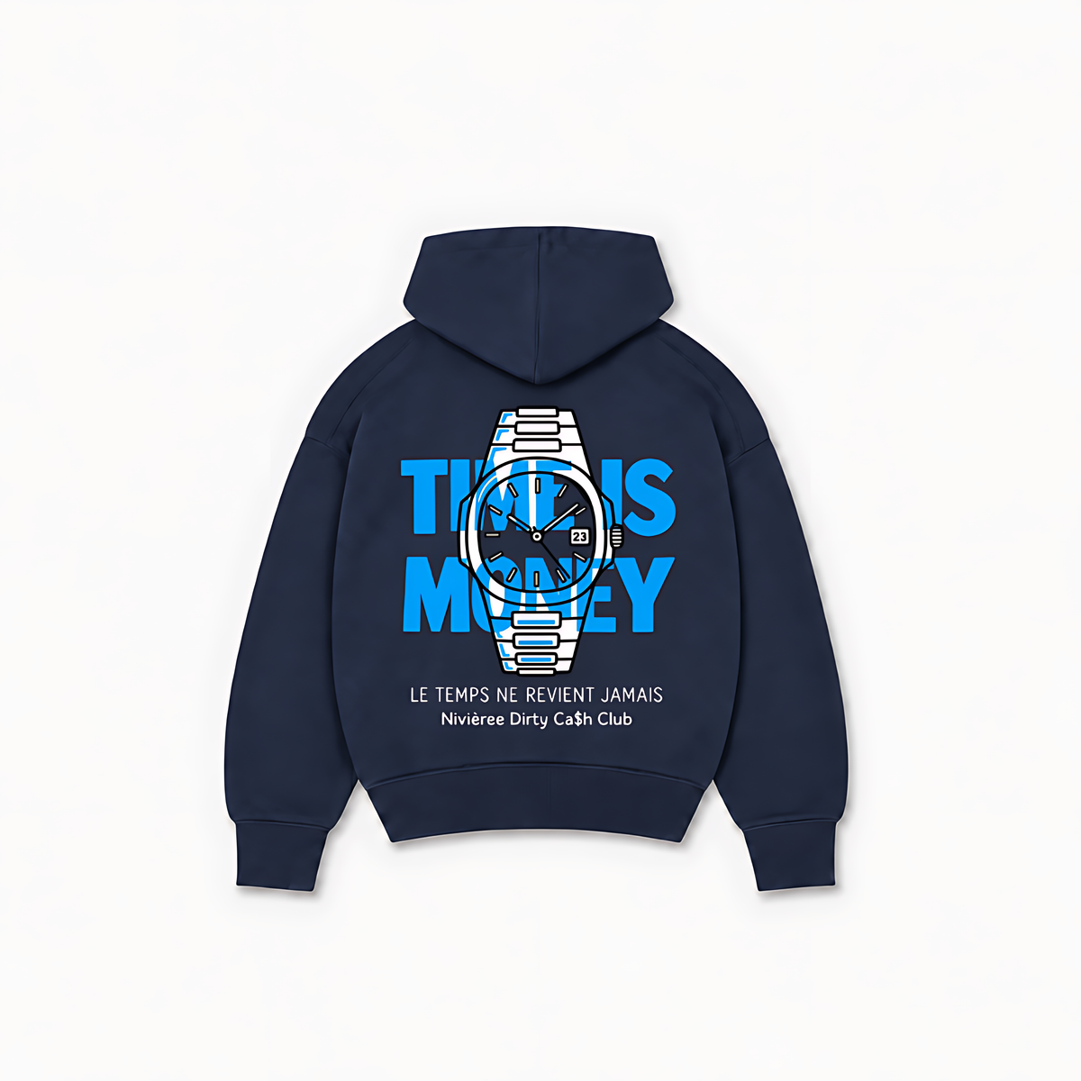 TIME IS MONEY HOODIE - Azul-marinho - costas