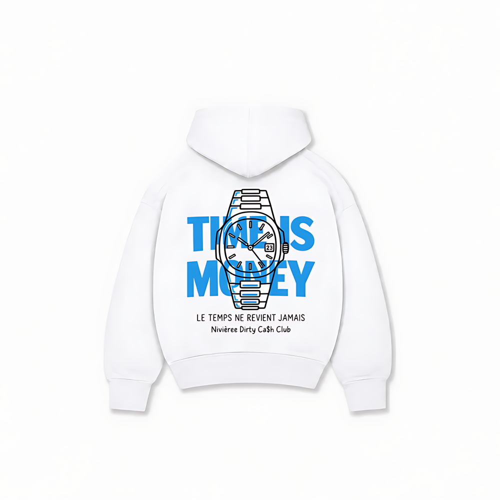 TIME IS MONEY HOODIE - Branco - costas