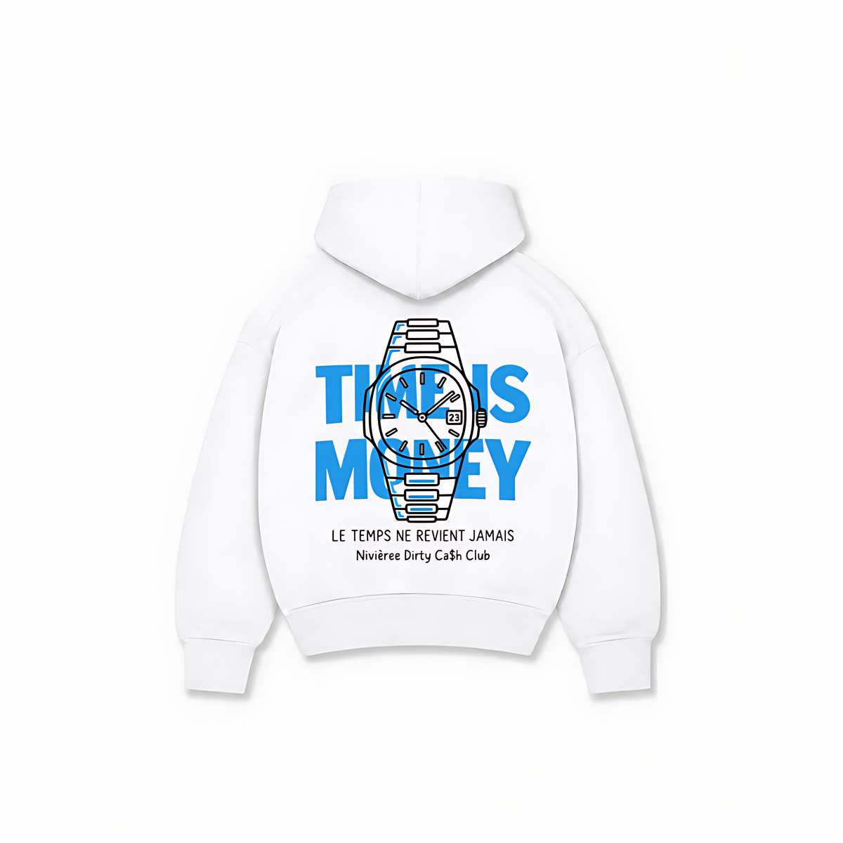 TIME IS MONEY HOODIE - Branco - costas