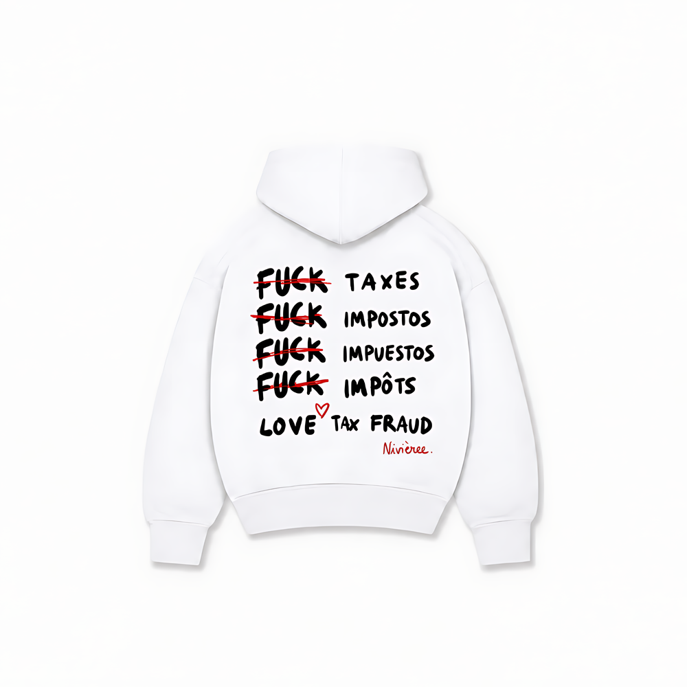 TAX FRAUD HOODIE - Branco - costas