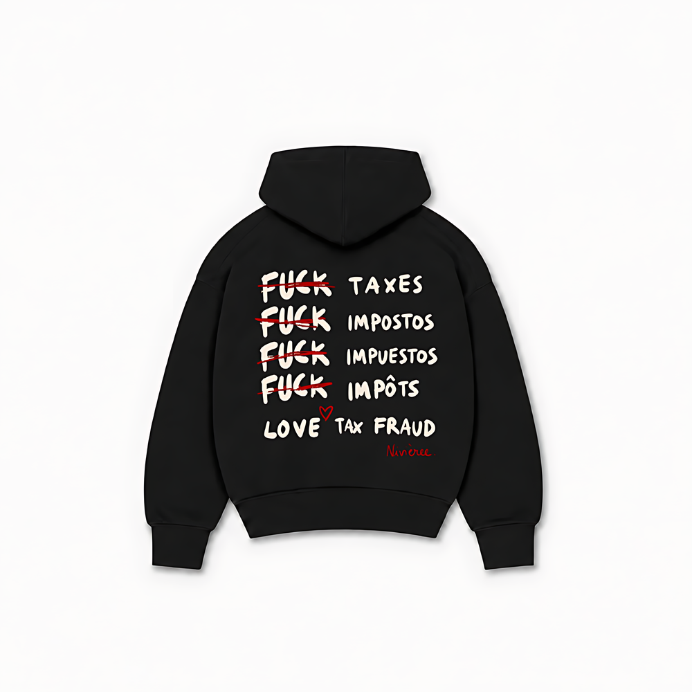 TAX FRAUD HOODIE - Preto - costas