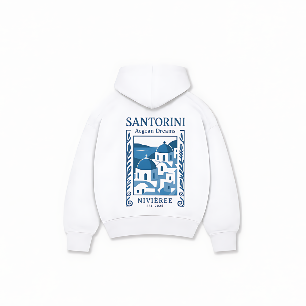 SANTORINI HOODIE — Branco — costas